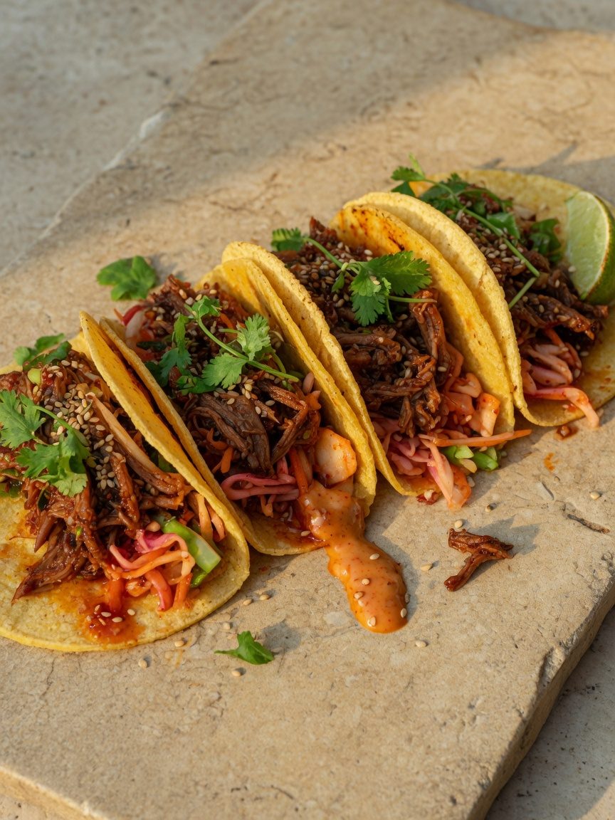 Korean-Mexican bulgogi short rib tacos from The Wheelie Taco food truck on Lake Cumberland