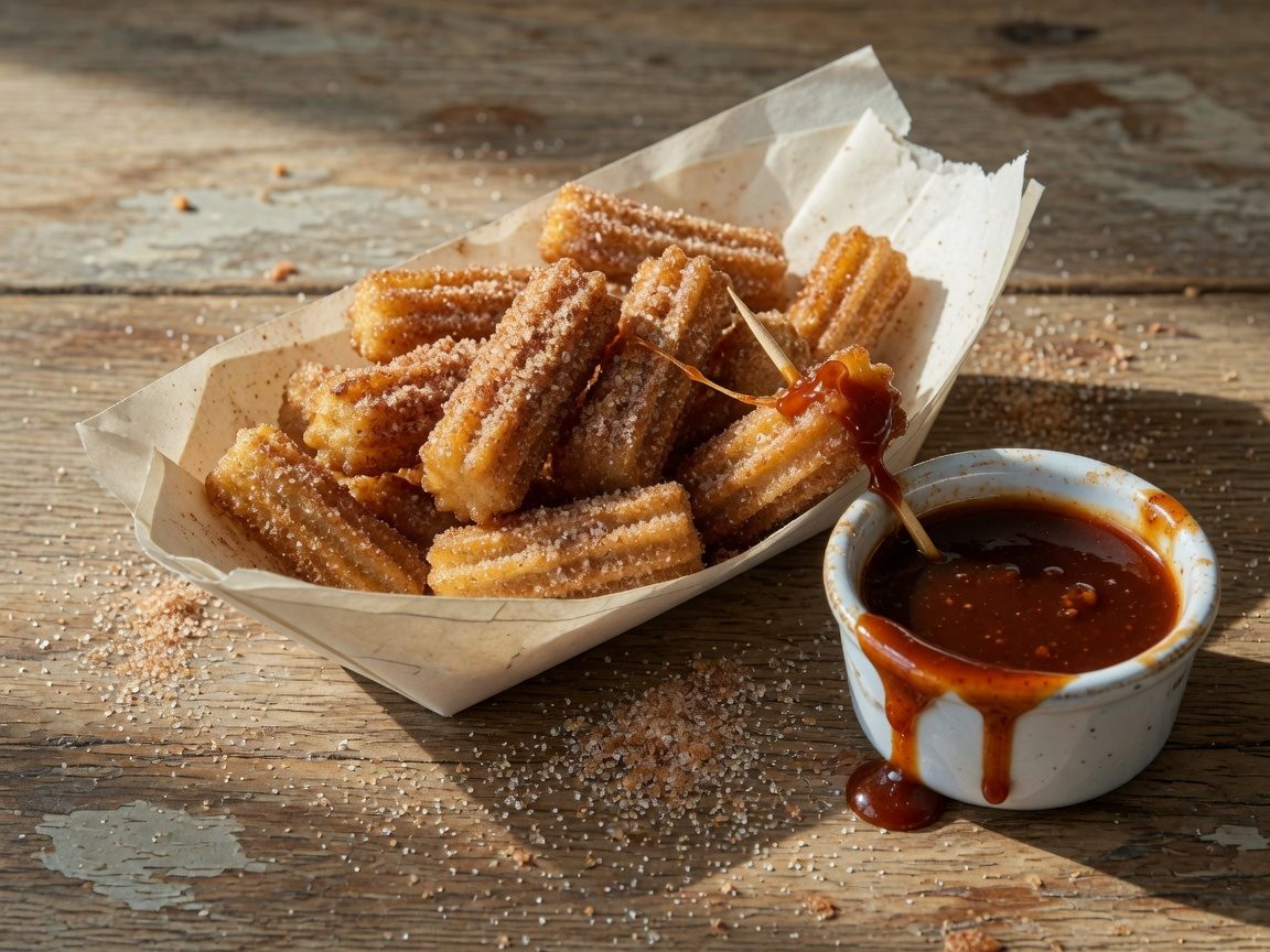 Cinnamon churro bites with gochujang caramel from The Wheelie Taco