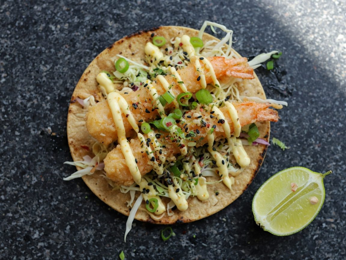Tempura shrimp taco at a Lake Cumberland catering event