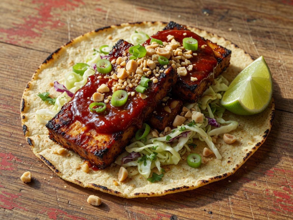 Crispy vegan tofu taco with gochujang glaze, Lake Cumberland food truck menu